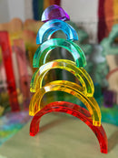 6-Piece Small Crystal Clear Rainbow Lucite Blocks – High Transparency Acrylic by Green Elephant Home and Toys