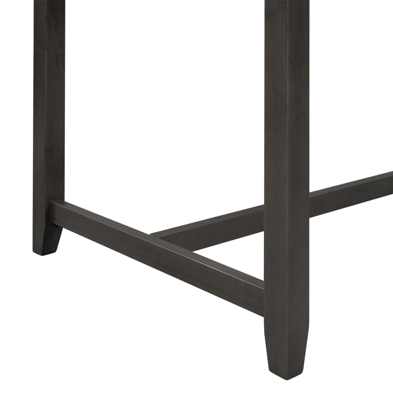 5 Pieces Counter Height Rustic Farmhouse Dining Room Wooden Bar Table Set with 4 stools, Gray