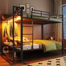Bunk Bed With Storage Shelves, Clothes Hooks, LED Light by HouseOfZazla