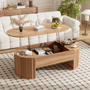 Lift Top Coffee Table With Hidden Compartment, Modern Oval Lift Tabletop For Home Living Room by HouseOfZazla