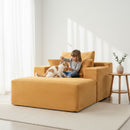 Convertible Chaise Lounge Chair With Wide Armrest & Throw Pillows
