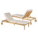 Riviera Outdoor Chaise Lounge with Wheels, Acacia Wood Frame (Set of 2) by HouseOfZazla
