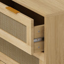 3 Drawer Storage Cabinet With Rattan Drawers For Bedroom, Living Room - Oak by HouseOfZazla