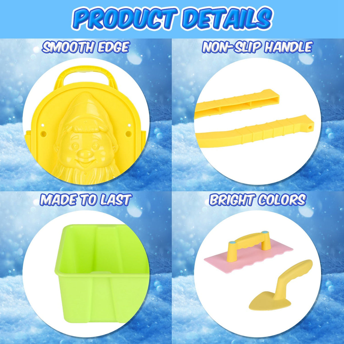 15Pcs Winter Snowball Tool Kit Kids Snow Molds Outdoor Snow Beach Toys for Kids Toddlers Adults Snowman Snowflake Duck Dinosaur, photo 4 of 14