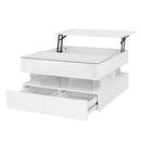 Lift Top Coffee Table With 2 Drawers, Hidden Space And LED Lights For Living Room by HouseOfZazla
