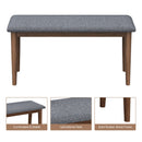 2PCS Upholstered Benches Retro Upholstered Bench Solid Rubber Wood for Kitchen Dining Room Grey and Walnut Color