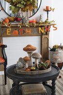 Mushroom Holiday Ornament, For Harvest Festival Fall Festival & Thanksgiving Table Decorations (Set of 2) - Beige / Orange