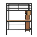 Full Size & Loft Bed With L-Shaped Desk And Shelves - Black by HouseOfZazla