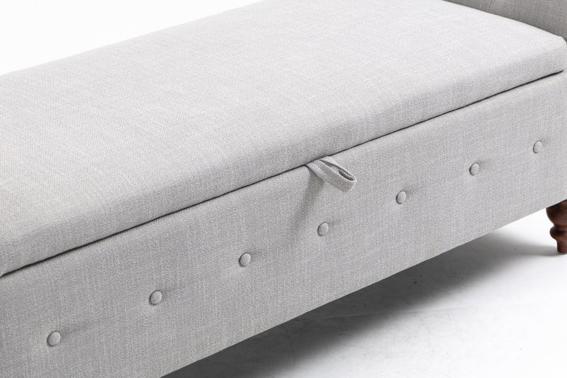 63 inches living room Bench Folding Storage Ottoman, Gray