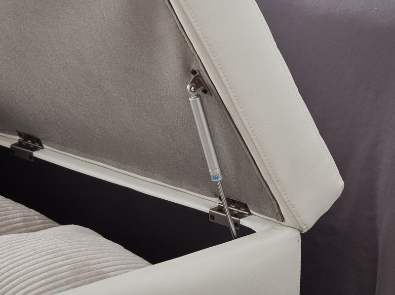 56.7" Bed Bench with Storage White Leather