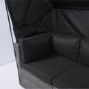 7-Piece Patio Furniture Set w/Retractable Canopy Wicker Rattan Sectional Sofa Set Patio Furniture with Washable Cushions for Lawn, Garden, Backyard, Poolside Grey wicker + Black Cushion