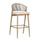 Outdoor Bar Height Metal Frame Counter Stools with Scallop-Shaped Backrest & Water-Resistant Cushions by HouseOfZazla
