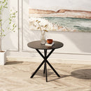 31.5" Modern Round Dining Table with Crossed Legs, Black Occasional Table, Two Piece Detachable Table Top, Matte Finish Iron Legs