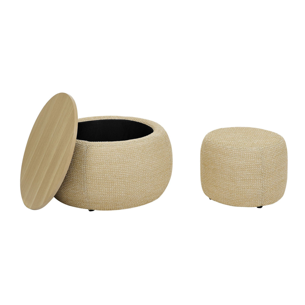 Round Storage Ottoman, 2 In 1 Function, End Table And Ottoman, photo 5 of 16