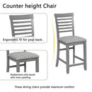 5 Piece Dining Table Set, Wooden Dining Square Table Set For 4, Counter Height Kitchen Table Set With Square Table And 4 Upholstered Chairs - Gray by HouseOfZazla