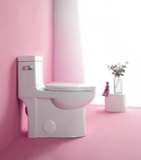 15 1/8 Inch 1.28 GPF 1-Piece Elongated Toilet with Soft-Close Seat - Gloss White 23T03-GW