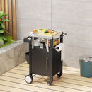 Outdoor Grill Cart With Storage, Rolling Bar Cart With Hooks And Spice Rack Stainless Steel by HouseOfZazla