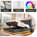 Upholstered Bed, 360 Surround LED Function, Remote Control, Hydraulic Storage Bed With USB, Type-C Charging (Without Mattress) by HouseOfZazla