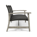 Hampton - Outdoor Wood And Wicker Loveseat - Gray