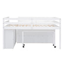 Loft Bed With Retractable Writing Desk And 4 Drawers, With Lateral Portable Desk And Shelves by HouseOfZazla