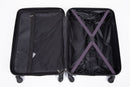 3 Piece Luggage Sets ABS Lightweight Suitcase with Two Hooks, Spinner Wheels, TSA Lock, (20/24/28) PURPLE