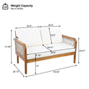 Outdoor Acacia Wood Loveseat & Coffee Table Set with Handwoven Rope, Teak Finish by HouseOfZazla