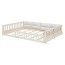 Upholstered Platform Bed With Guardrail And Pillow