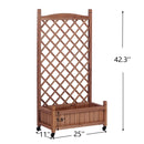 Raised Garden Bed With Trellis 2 Pack, Outdoor Planter Box & Plant Stand With Climbing Racks - Brown by HouseOfZazla