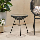 Nusa Modern Rattan Side Table With Tempered Glass Top by HouseOfZazla
