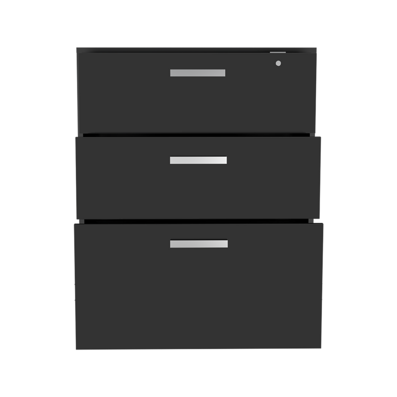 3 Drawers Storage Cabinet with Casters Lions Office, Black Wengue Finish