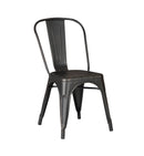 Set of 4 Stackable Metal Dining Chairs, Modern Industrial Slat Back by HouseOfZazla
