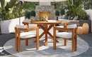 5-Piece Outdoor Acacia Wood Round Dining Set by HouseOfZazla