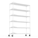 6 Tier Wire Shelving Unit, 6000 LBS NSF Height Adjustable Metal Garage Storage Shelves with Wheels, Heavy Duty Storage Wire Rack Metal Shelves - White
