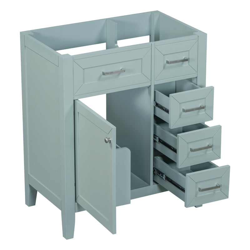 30" Bathroom Vanity without Sink, Cabinet Base Only, Bathroom Cabinet with Drawers, Solid Frame and MDF Board, Green