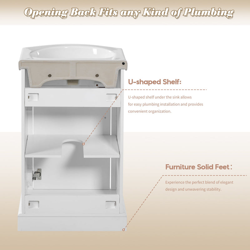 20-Inch Bathroom Vanity with Ceramic Sink, photo 8 of 10