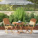 3-Piece Acacia Wood Bistro Set, Foldable Bistro Table and Chairs, Outdoor Bistro Set for Garden, Backyard, Balcony, Deck, Porch, Natural Wood Finish