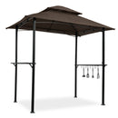 Outdoor Grill Gazebo With Double Tier Soft Top Canopy, Steel Frame, Bar Counters & Hook by HouseOfZazla