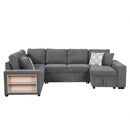 U-Shaped Sectional Sofa Pull-Out Sofa Bed With Two USB Ports, A Storage Chaise Lounge And Four Back Pillows For Living Room by HouseOfZazla