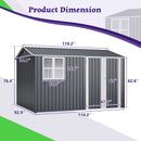 10X8FT Outdoor Steel Storage Shed with Clear Window, Lockable Doors by HouseOfZazla