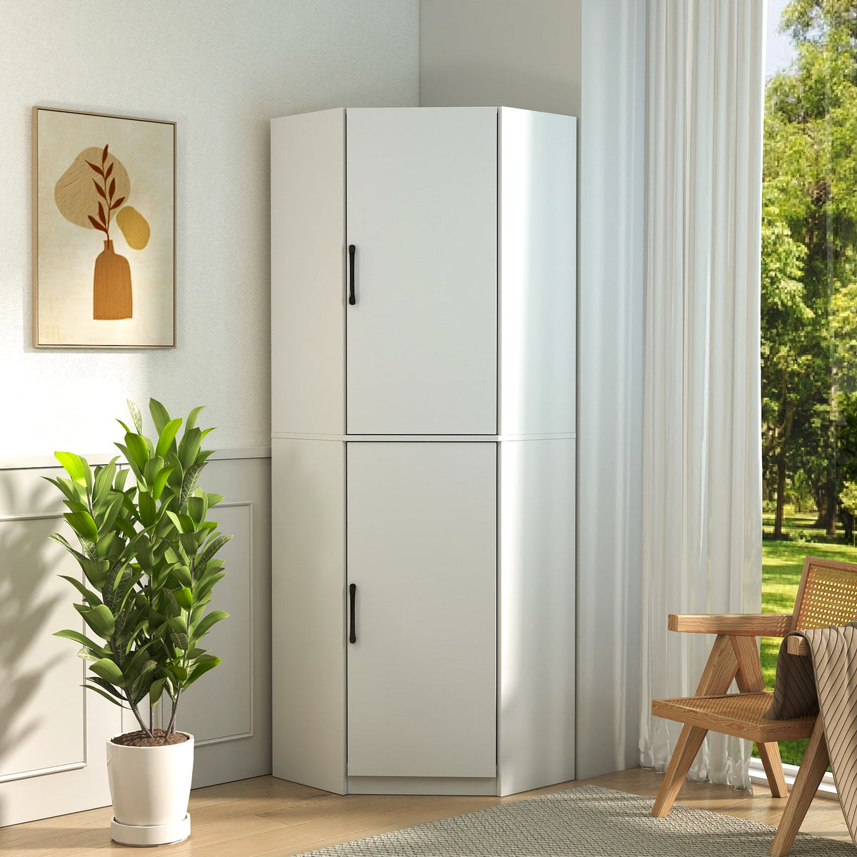White Corner Kitchen Pantry Cabinet, photo 3 of 10