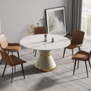 Modern Artificial Stone Round Carbon Steel Base Dining Table, Can Accommodate 6 People by HouseOfZazla