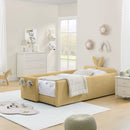 Cute Rabbit Ear Upholstered Platform Bed Frame With Safety Rail