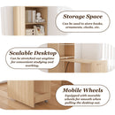 Stretchable Office Desk With Storage Shelves And Mobile Wheels by HouseOfZazla