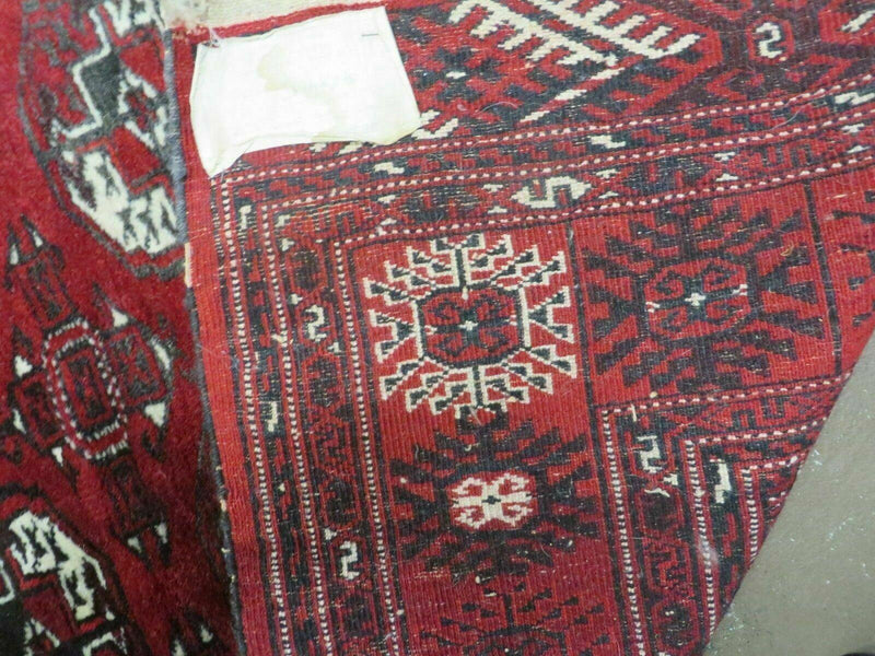4' 5" X 5' 7" Semi Antique Handmade Afghan Yamud Turkoman Bokhara Wool Rug