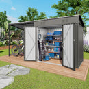 Lean To Shed With Open Sided Pergola, Outdoor Storage Shed & Attached Hardtop Gazebo Combo - Gray by HouseOfZazla