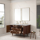 James Martin Amberly 60" Dual Mount Double Bathroom Vanity, Mid-Century Walnut