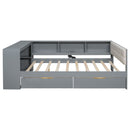 Upholstered Headboard Platform Bed With Storage Shelves, Drawers, Charging Station