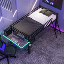 Modern Gaming Mid Loft Bed With Desk And LED Lights by Unique Piece Furniture