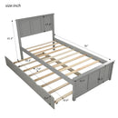 Platform Bed With Twin Trundle And Frame, Twin Size - Gray