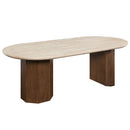 Leonardo - Dining Table - Travertine Top & Dark Oak by Unique Piece Furniture